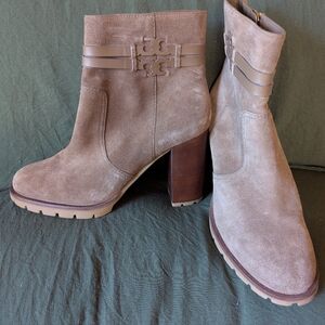 Tory Burch Beige Suede Ankle Booties